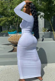 Ribbed Sexy Long Bodycon Dress with Full