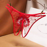 sexy temptation women's G-String transparent mesh embroidery sexy thong open file free off low waist t pants