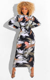 Multi-Color Print Full Sleeve Long Bodycon