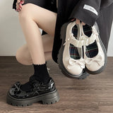 French Thick And Thick-Soled Mary Jane Shoes Women 2025 New Spring Light Bow With Skirt Single