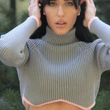 Autumn And Winter Explosion Of Women's High-Collar Irregularly Swing Short Sweater