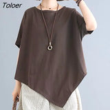 Summer Women's T-shirt Cotton Short Sleeve Loose Tshirt Korean Version New Lazy Style Mschf Female Mid-length Upper