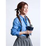 Luth's Same Tibetan Cyan Knitted Cardigan Women 2025 Early Autumn College Style Buds Half-Dress Three-Piece