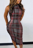 Sexy Print High Collar Sleeveless Midi