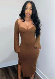 Sexy Long Sleeve Slit Long