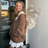 Bold Shade Fairy Core Aesthetic Cardigans Solid Single Breasted Long Sleeve Indie Women Outerwear Y2K Streetwear Oversized