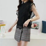Sleeveless Lace Blouse Women Plus Size M-4XL Elegant Lace Tops 2021 Ruffles Hollow Sexy Shirts Ladies Top Clothes