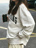 Letter Print Women Sweatshirt 2024 Autumn Winter Long Sleeve O-Neck Pullover Tops Fashion High Street Cotton Sweatshirt Top-Outfit