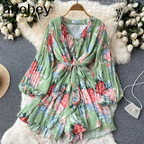 Women Elegant Outfits Bodysuit Long Sleeve Female Jumpsuit clothes Overalls Summer Rompers party Clothing shorts