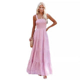 Summer Women's New Holiday Sling Strap Print Long Dress Super