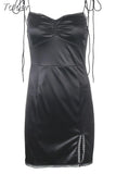 Folds Milkmaid Halter Cami Mini Dress Women Pink Sweet Sexy V Neck A Line Backless Prom Party Dresses Solid