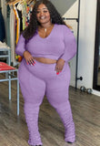 Plus Size Purple Shirt and Stacked Pants