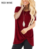 T-shirt Women Summer Tie Tops Tee Casual Simple Short Sleeve Female tshirt Large Size Women Clothes camisetas