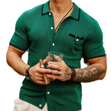 Men's New Summer Men's Knits Business Casual Pocket Polo Shirts