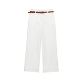 Homemade New Women's Sea Gas Belt Rolling-Legged Pants