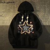 Sweatshirts Women Clothing Vintage Star Embroidery Oversized Tops 2023 Ropa Mujer Hooded Casual Fashion Y2k Hoodies-Outfit