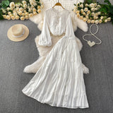 Style Pink Three-Dimensional Flower Collar Lantern Sleeve Shirt Lady Autumn High-Rise Dress
