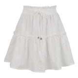 Summer Solid Sexy Mini Skirt Women Fashion Lace-up Plus Size Ruffle Boho A Line Skirt Ladies High Waist Skirt Jupe