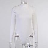Spring Bodysuit Women Long Sleeve Roll Turtleneck Warm Bodies for women Ribbed Knit Cotton Elegant Plain Office Lady
