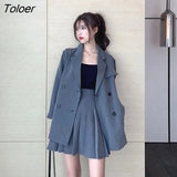 Spring Summer Suit Women Skirt Oversized Plus Fashion Goth Elegant Two Piece Blazer And Skirt Set Lady Uniform Woman