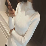 Winter Pullover Sweater Turtleneck Knitwear Long Sleeve Slim Soft Warm Basic Jumper Bottoming Women's Short Tops