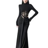 New Women's High-Necked Lace Clad Tops In Autumn