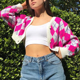 Argyle Plaid Y2k Tank Top Women Fashion Knitted Sweater Undershirt 90S Knitwear Autumn Basic
