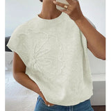 Loose Women's Sweater Solid Color Knitted Embroidered Sleeveless Vest Vest
