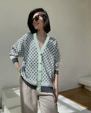 Casual Line With Print V Neck Long Sleeve Cardigan