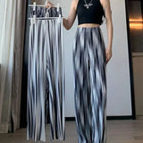 Stylish Tie Dye Gradient Trousers Women's Clothing High Waist Casual Loose Wide Leg Vintage Printed Commute Elastic