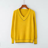 Autumn Winter Sweater Women 2019 V-neck Knitted Pullover Female Soft Basic Cashmere Jumper Casual Loose
