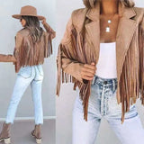 Autumn New Style Slim Top Long Sleeve Printed Fringed