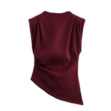 Women's Clothing 2025 Spring New New Fashion Folding Decoration Asymmetrical With Pad Shoulder Dress