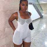 Fashion 3D Printed Rompers Playsuits Women Sport Fitness Summer Outfits Sleeveless Bodycon Shorts Jumpsuit