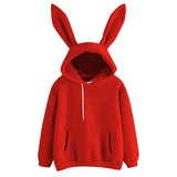 Autumn Winter Women Hoodies Kawaii Rabbit Ears Fashion Hoody Casual colors Solid Color Warm Sweatshirt Hoodies For