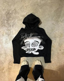 autumn and winter men fun pattern printed casual hoodie Harajuku Gothic style couple trendy sweatshirt streetwear-Outfit