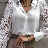 White Lace Shirt Women 2023 Fashion Hollow Out Button Elegant Blouse Female Casual Long Sleeve Office Lady Tops