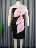 Sexy One-Word Shoulder Dress With Chest-Colored Bow Dress Dress Dress