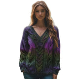Explosion Autumn And Winter Loose V Collar Blouse Casual Shoulder Women's Coarse Needles And