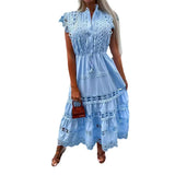 Women's New Fashion With Waist Lace Splicing Long