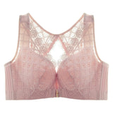 Sexy Wireless Bra Deep V Plunge Underwear Plus Size Women Underwear Front Closure Brassiere Beauty Lace