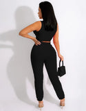 Sexy Sleeveless Crop Top And Pant 2 Piece