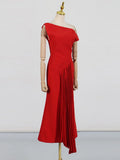 Temperament Famous Wind Dress Woman 2025 Spring New Fold Design Feeling Slim Thin White Evening