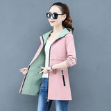 Autumn Women's Trench Coat New Double-sided Wear Plus Size 5XL Hooded Mid Long Outerwear Female Windbreaker Basic