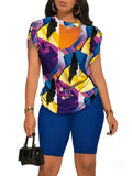 Women's Temperament Commuting Trousers Round-Neck Short-Sleeved Set In Autumn