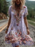 Flower Striped Vest Dress Dress Vacation