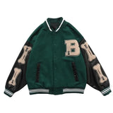 Bomber Jacket women Daisy Embroidery Letter PU Leather Patchwork Autumn jacket College style Men's Baseball