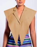 Sexy PU Leather Turndown Collar Open Size