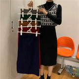 Campus Skirt New Black Open Fork Knitted Skirts In The Long High-Waisted A-Character Thin-Skinny Ass