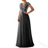Spring And Summer New Dress Wishv Neck Chiffon Splicing Evening Dress Women's